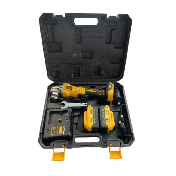 Ъглошлайф, акумулаторен, жълт, 36VDC, 8Ah, 125mm