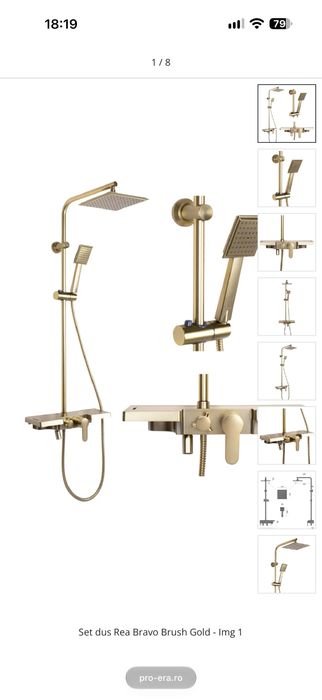 Set dus Rea Bravo Brush Gold nou sigilat la cutie - premium Grohe