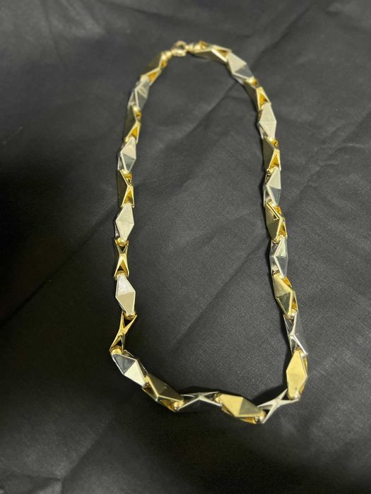 Златен синджир от бяло и жълто злато – масивен модел