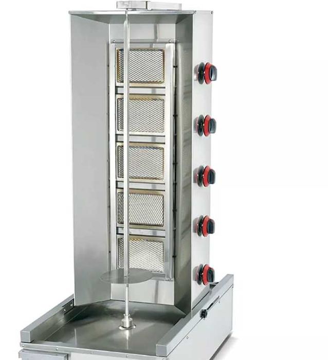 Aparat shaorma gaz GPL, INOX, rotisor kebab gaz 3-4-5 arzatoare