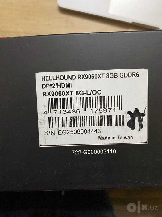 RX9060XT 8 GB Amd videokarta Yangidak