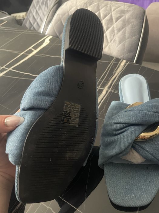 Дамски чехли деним по модел на Jw Anderson