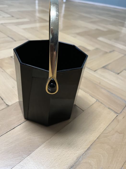 Френска ретро осмоъгълна ретро черна стъклена кофа за лед