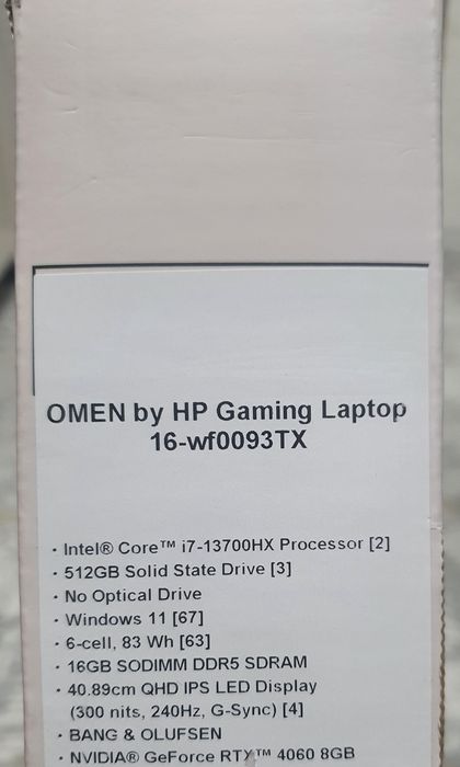 HP OMEN 16 / Core i7-13700HX / RTX 4060 8GB / RAM 16GB DDR5 / 240Hz