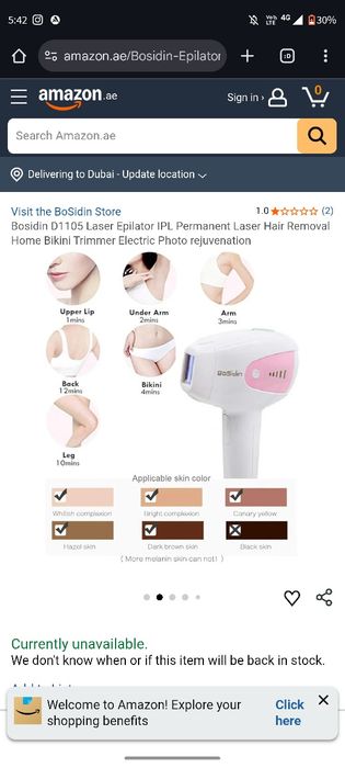Bosidin  D-1105  2-in-1  Epilator Laser IPL Permanent
