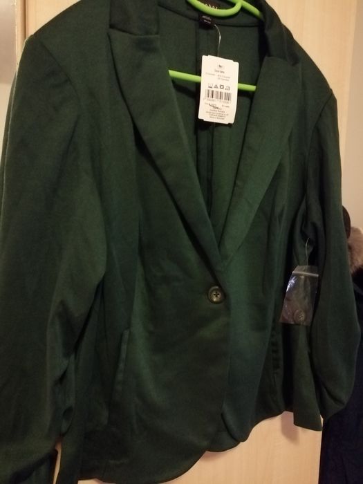 Sacou verde dama,bumbac/elastan, cambrat, scurt, nou