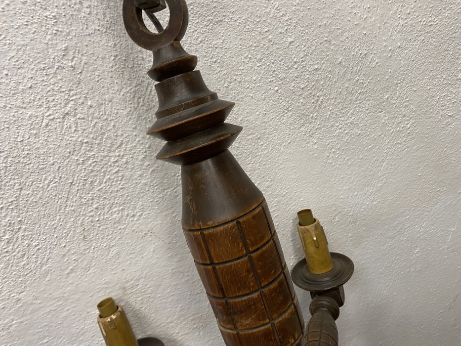 Френски полилей от дъб  лампа дърворезба