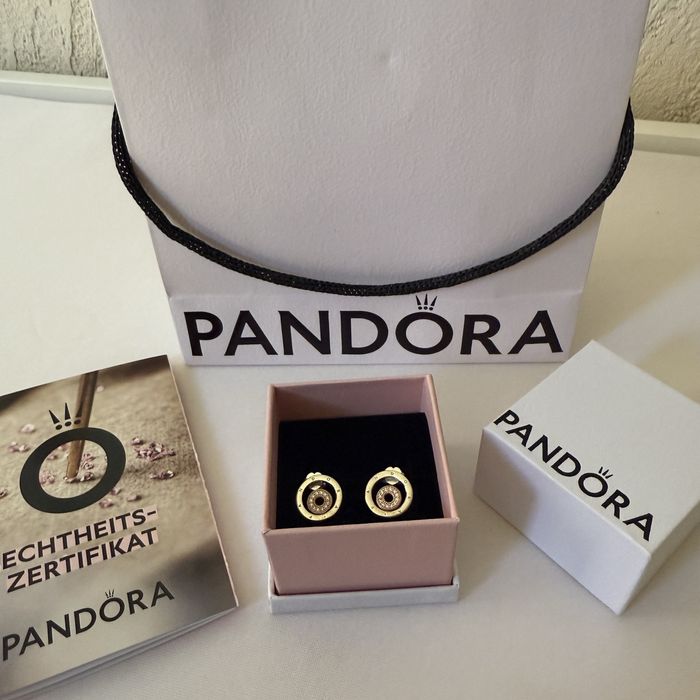 Pandora обеци Signature Two-tone Logo Circles Stud