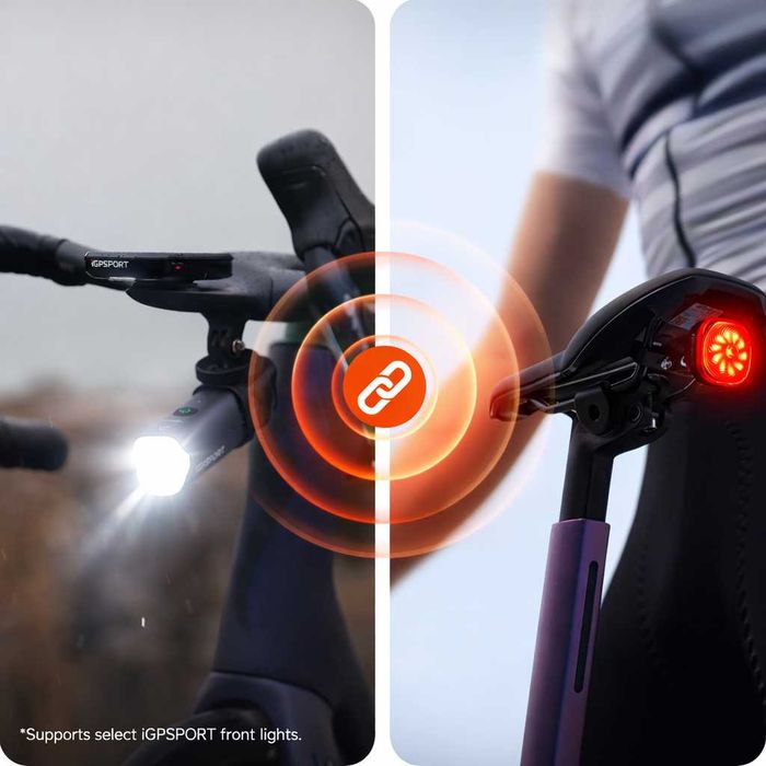 Задна SMART LED стоп светлина за велосипед IGPSPORT TL50, USB-C, IPX7, Bluetooth