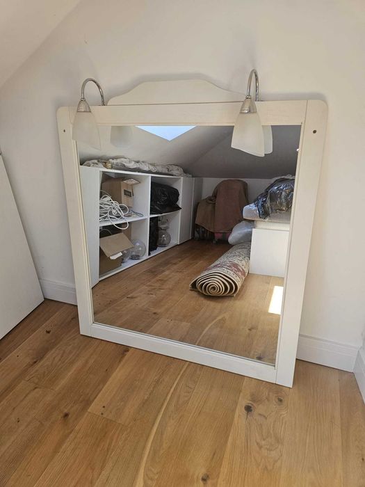 Oglinda baie cu iluminare 100,6x105cm, rama alba , Dedeman