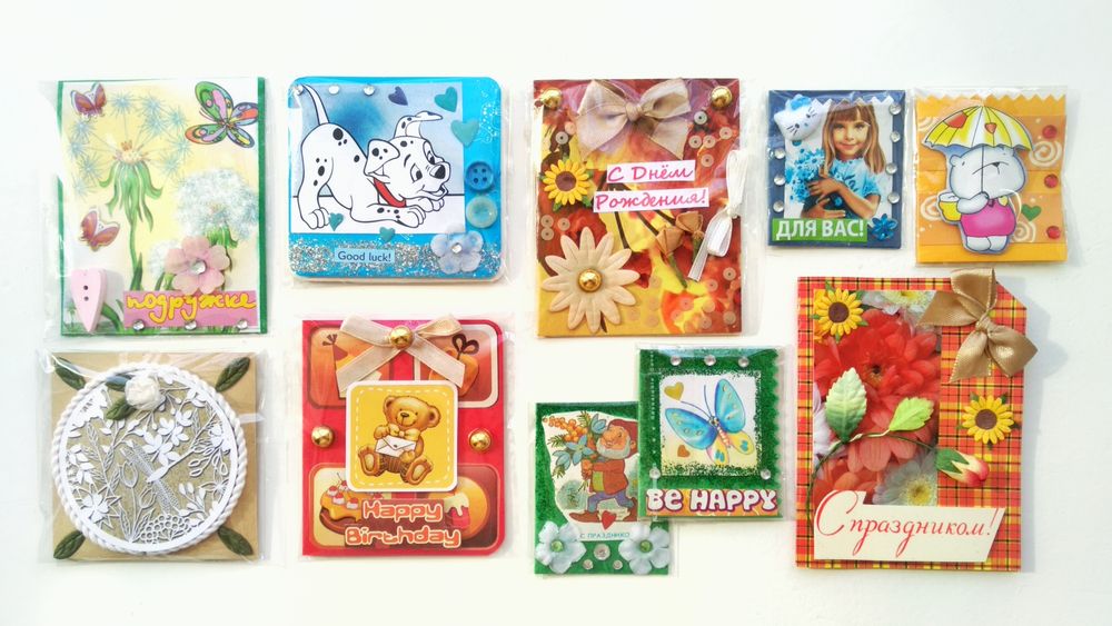 Валентинки и мини-открытки для букетов и боксов