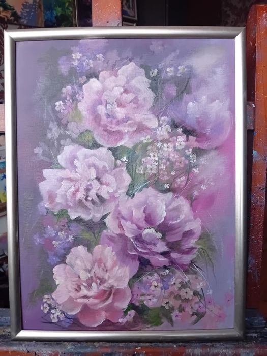 Картина " сирень"20х40 масло,  платно