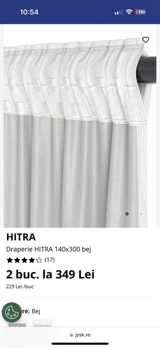 Draperie Hitra Jysk 4 buc alb/bej