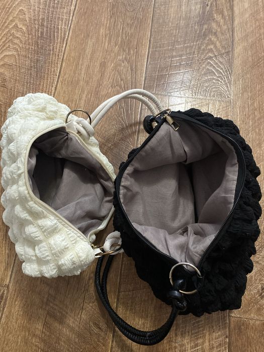 Сумки чёрная белая ткань