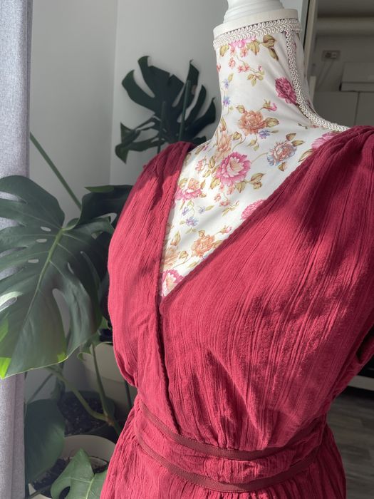 Rochie roșu-burgund Esprit – mărimea M, 100% Bumbac