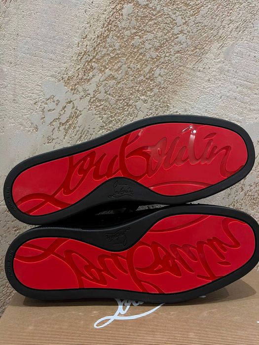 Мъжки обувки Christian Louboutin Louis Junior Spikes (Черен велур) – Размер 43