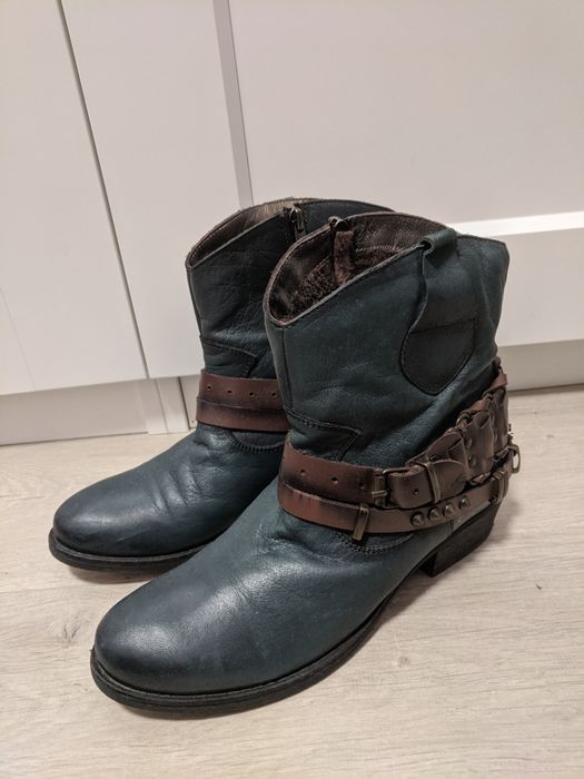 Botine/ciocate piele, culoare  verde Torry măr 39