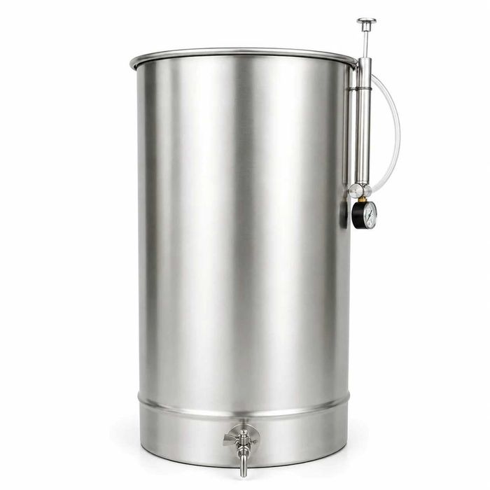 Butoi (cisterna) INOX cu capac flotant 102 L si camera din silicon, cadou robinet din INOX