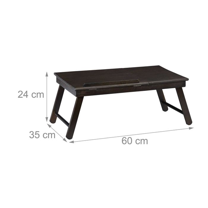 Masa laptop bambus, reglabila pe inaltime, pliabila, maro, 25x60x35 cm