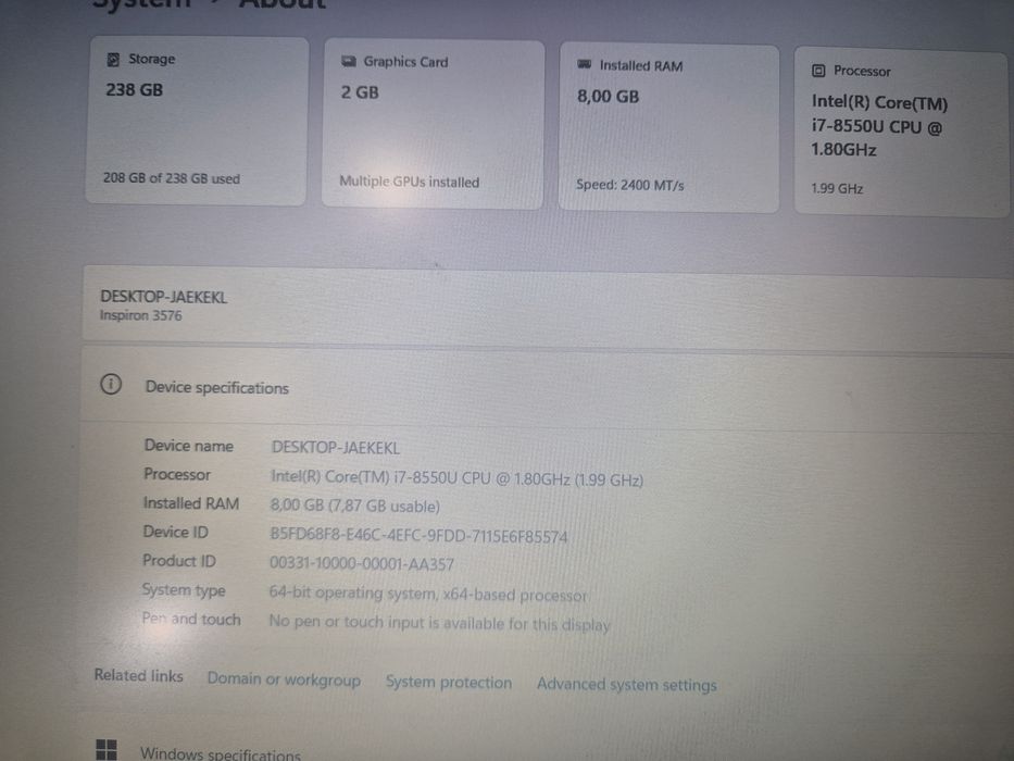 Laptop Dell i7 8GB