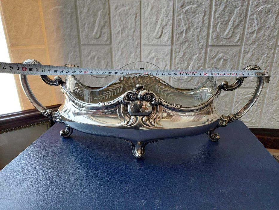 Сребърна жардиера 19век.Сребро 800-кристал