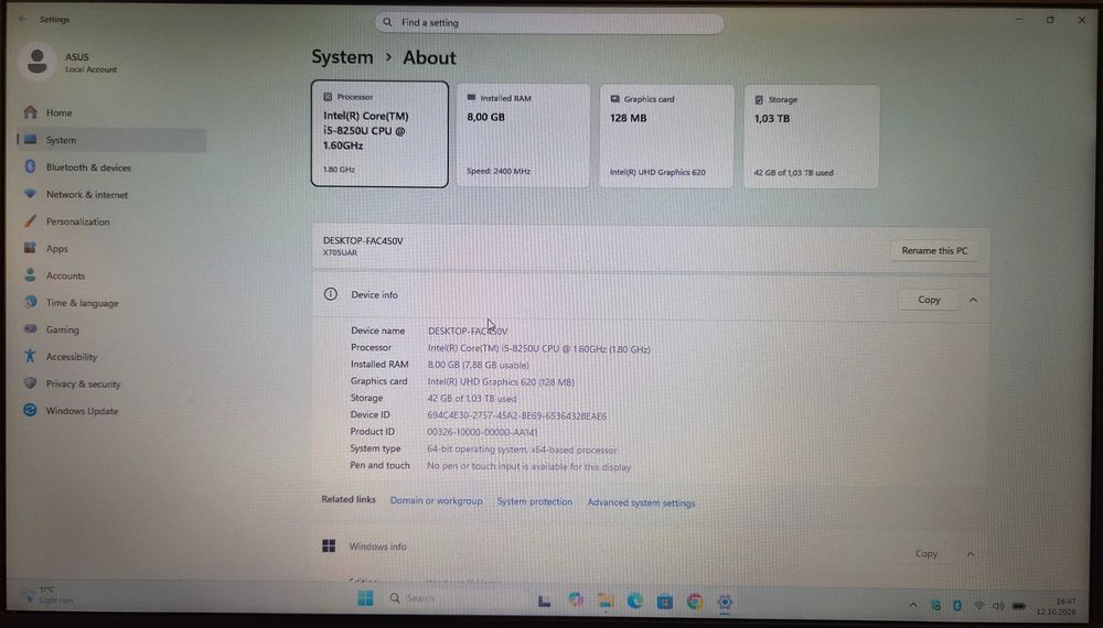 Laptop Asus Model R702U Grey