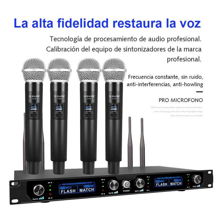 Microfon wireless G-MARK G440 profesional cu 4 canale UHF