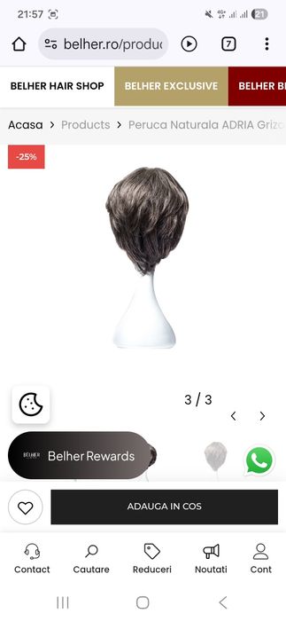 Peruca par natural scurt grizonat Belher nou nouta