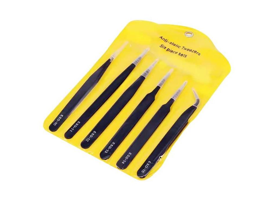 Set 6 Pense Antistatice de Precizie ESD, Otel Inoxidabil, Electronica/GSM