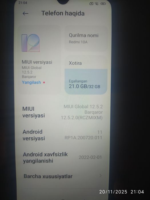 Редми 10А холати яхши