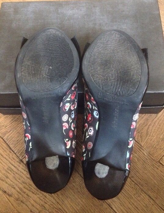 Pantofi Peep toe Negri cu Flori