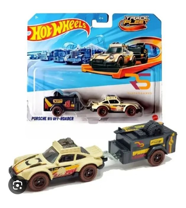 Macheta masinuta Porsche 911 Off Roader cu remorca rulota travel Hotwheels-jucarii, colectie