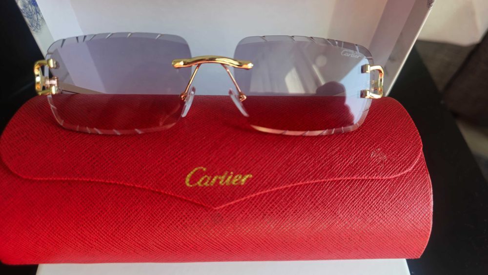 Ochelari de soare Cartier Diamond Cut Lenses Pink, Transport Gratuit