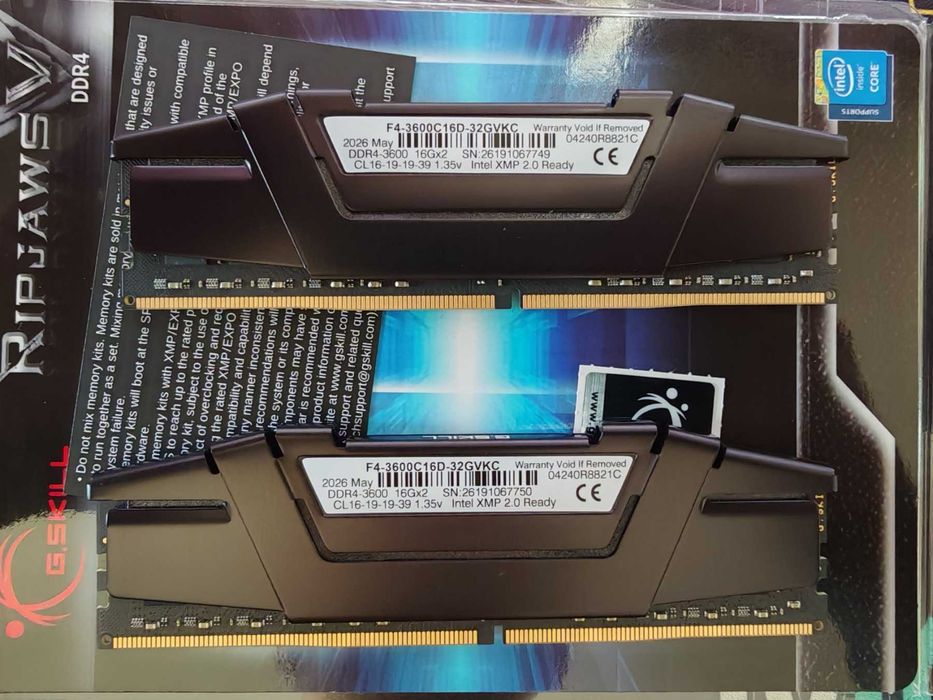 НОВА ! Рам Памет G.SKILL Ripjaws V Black 32GB (2x16GB) 3600Mhz DDR4