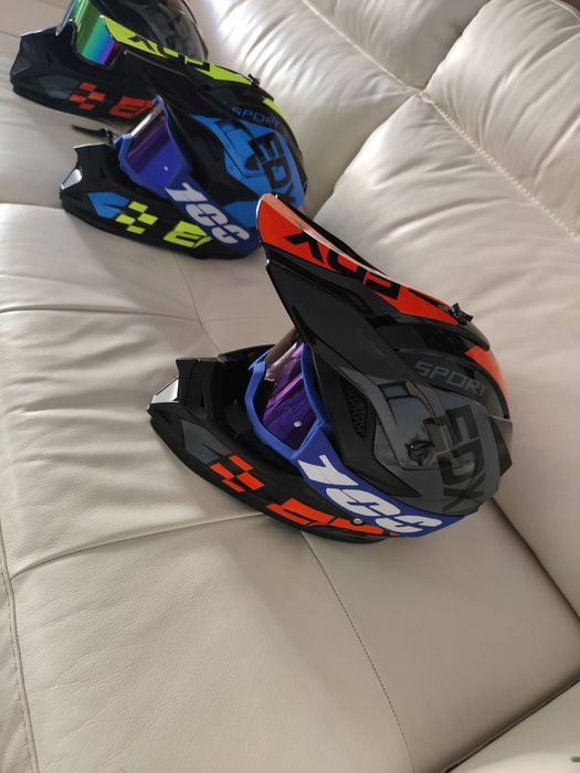 Casca Moto Trotineta Electrica Moto Cross Bike Atv Enduro Casca Profesionala EDX + Ochelari + Cagula, Marimi Circumferința (57-58 sau 59-60)
