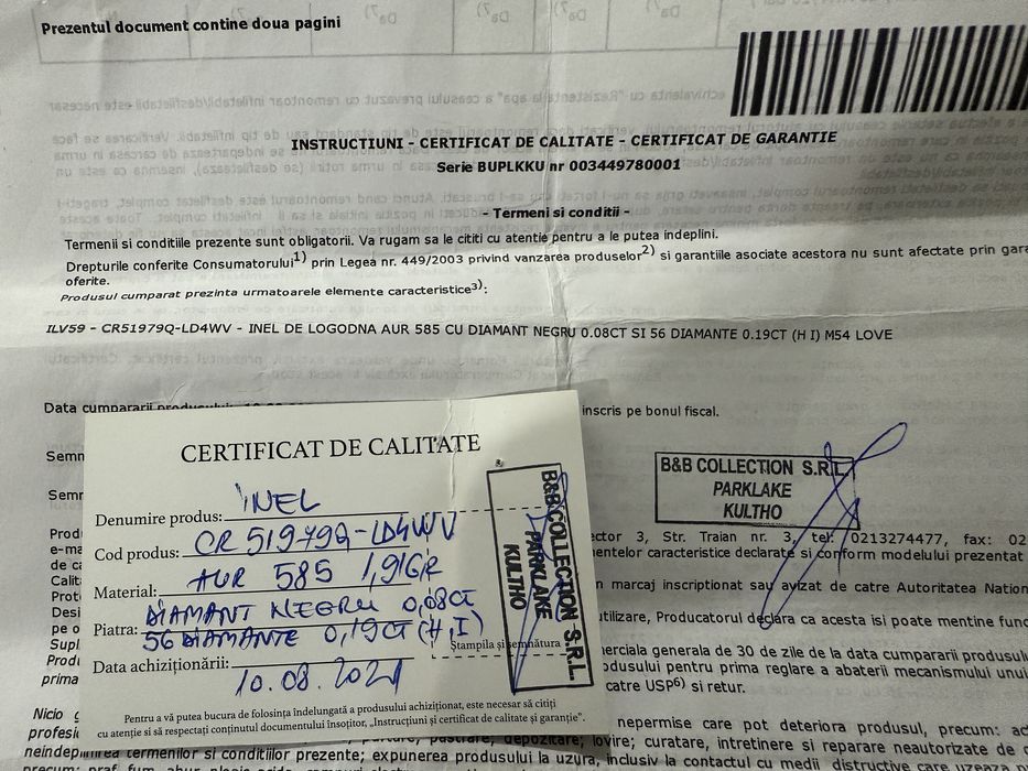 Inel logodna aur alb cu diamant negru și 56 diamante albe