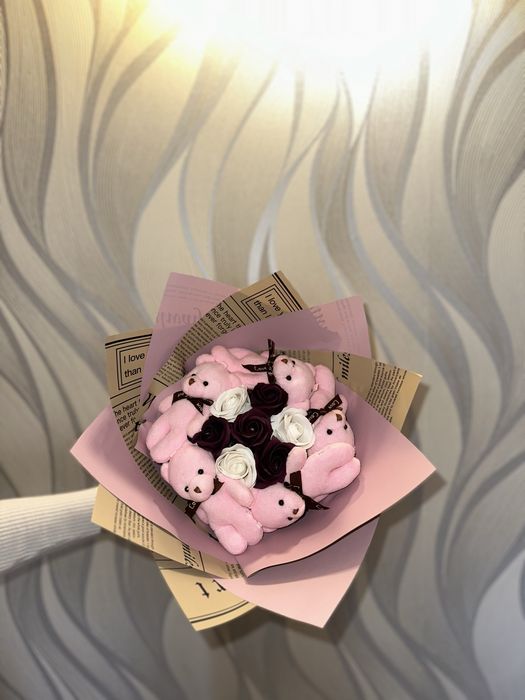 Buchet trandafiri si ursulet