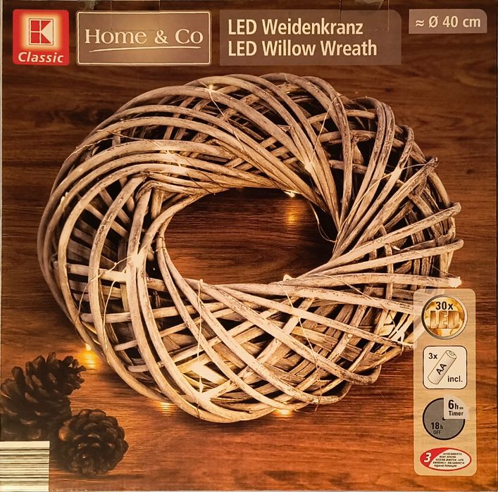 Coroana din salcie cu LED-uri