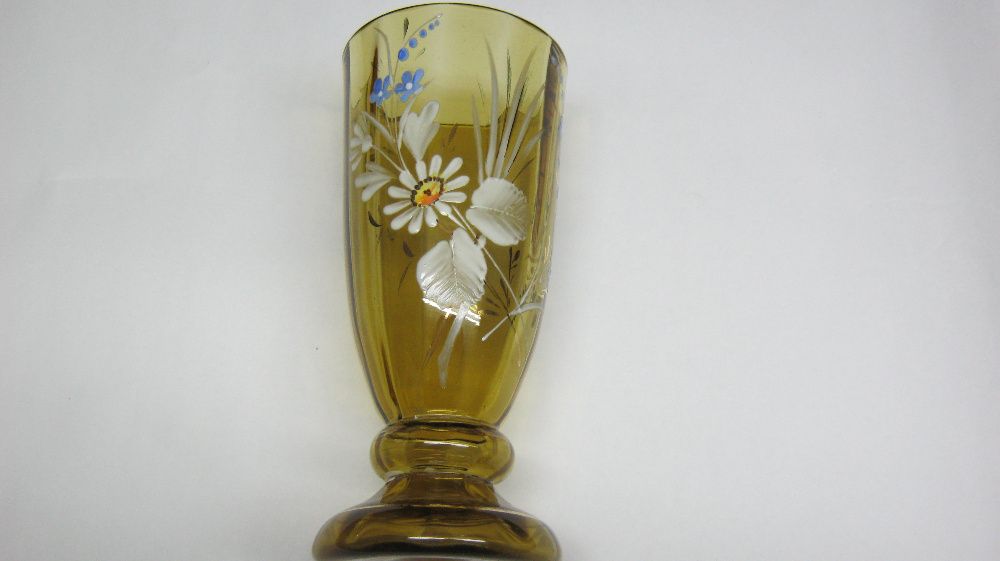 Pahar sticla,pictura manuala,1942.Cadou de botez.