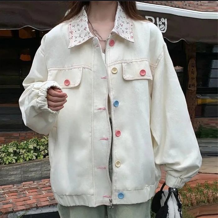 Женская  милая ветровка оверсайз размера  в корейском стиле бежевая ос