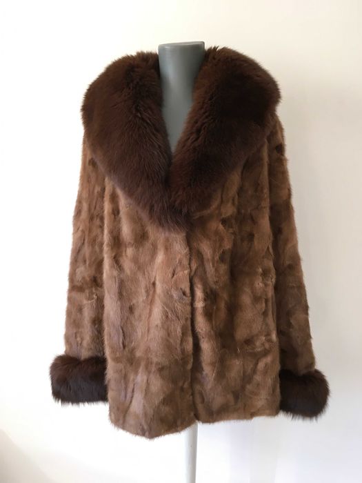 Палто норка и естествен косъм лисица L