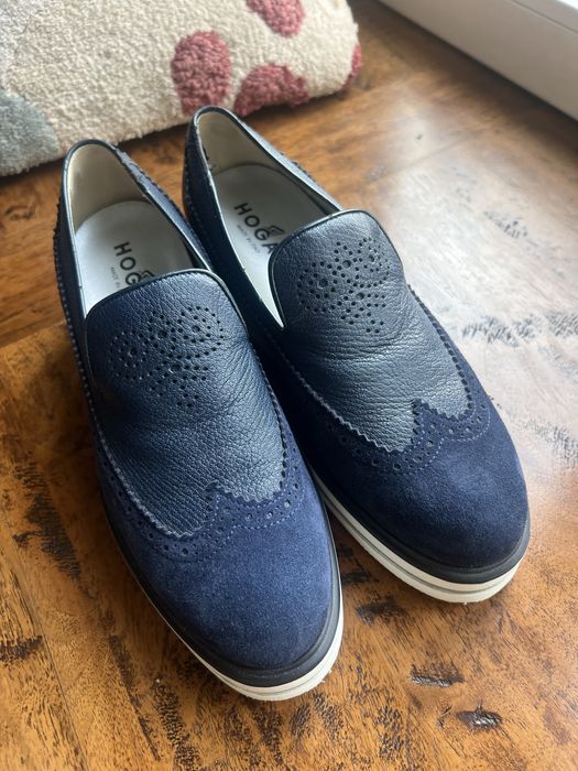 Кожени сини мокасини HOGAN 38 номер