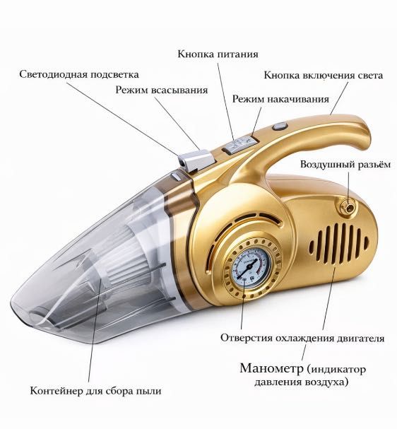 Продам автомобильный ручной пылесос 4-в-1