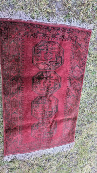 Covor Afgan vechi si original Tekke Bokhara Înnodat Manual – 91 x 144 cm |  Lână, Roșu Închis