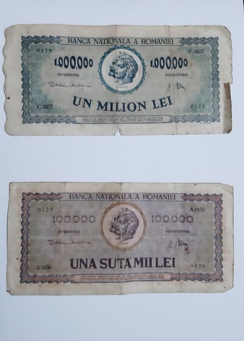 Bani vechi românești , 3 ruble și 30 koroane -100 lei / buc.