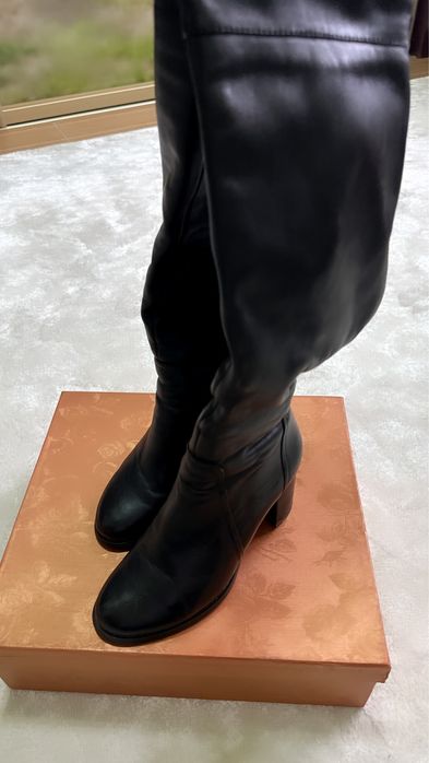 Кожаные сапоги зимние