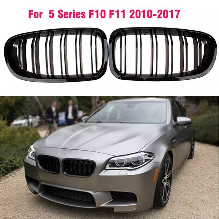 Set Grile/Nari Duble M Style Radiator Bara Bmw Seria 5 F10/F11 Negru Lucios , NOI
