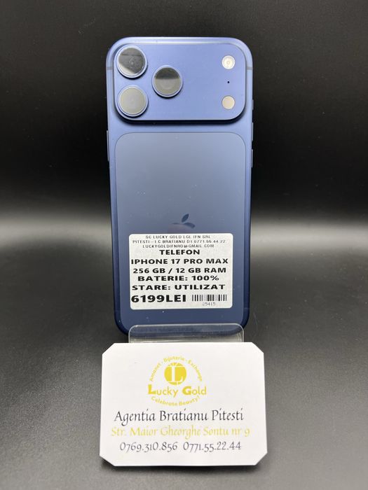 Telefon iphone 17 pro max 256/12 gb 100% baterie cod 25415
