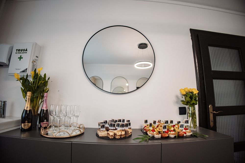 Oglinda rotunda, negru, 80 cm