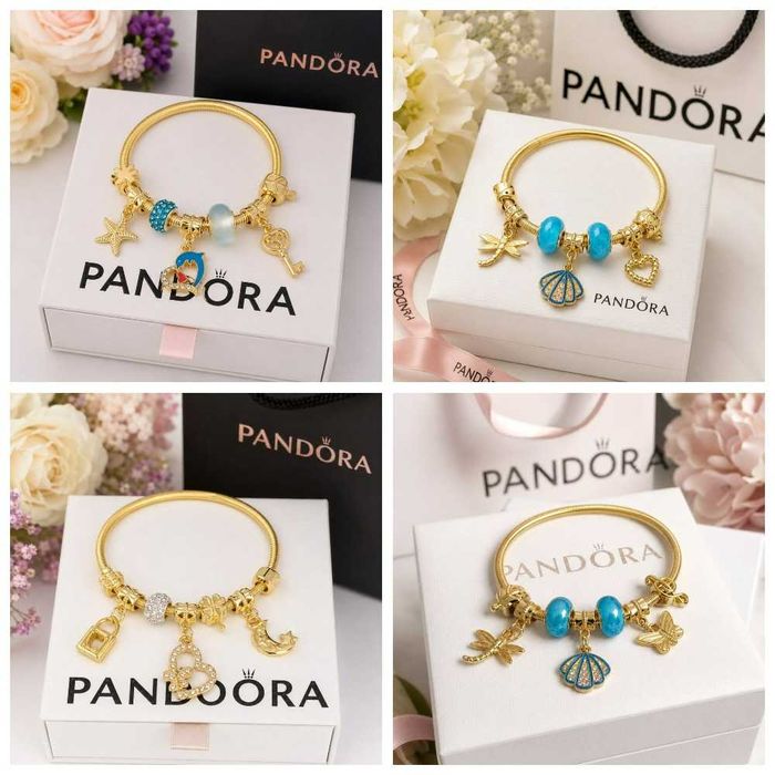 Гривни Pandora Pink Angel Key, Butterfly Gold, Blue Handmade,  Black Moon Gold, Purple Moon